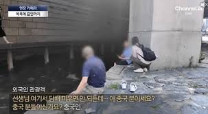 청계천 중국인 흡연 '몸살'…단속원은 "난 XXX